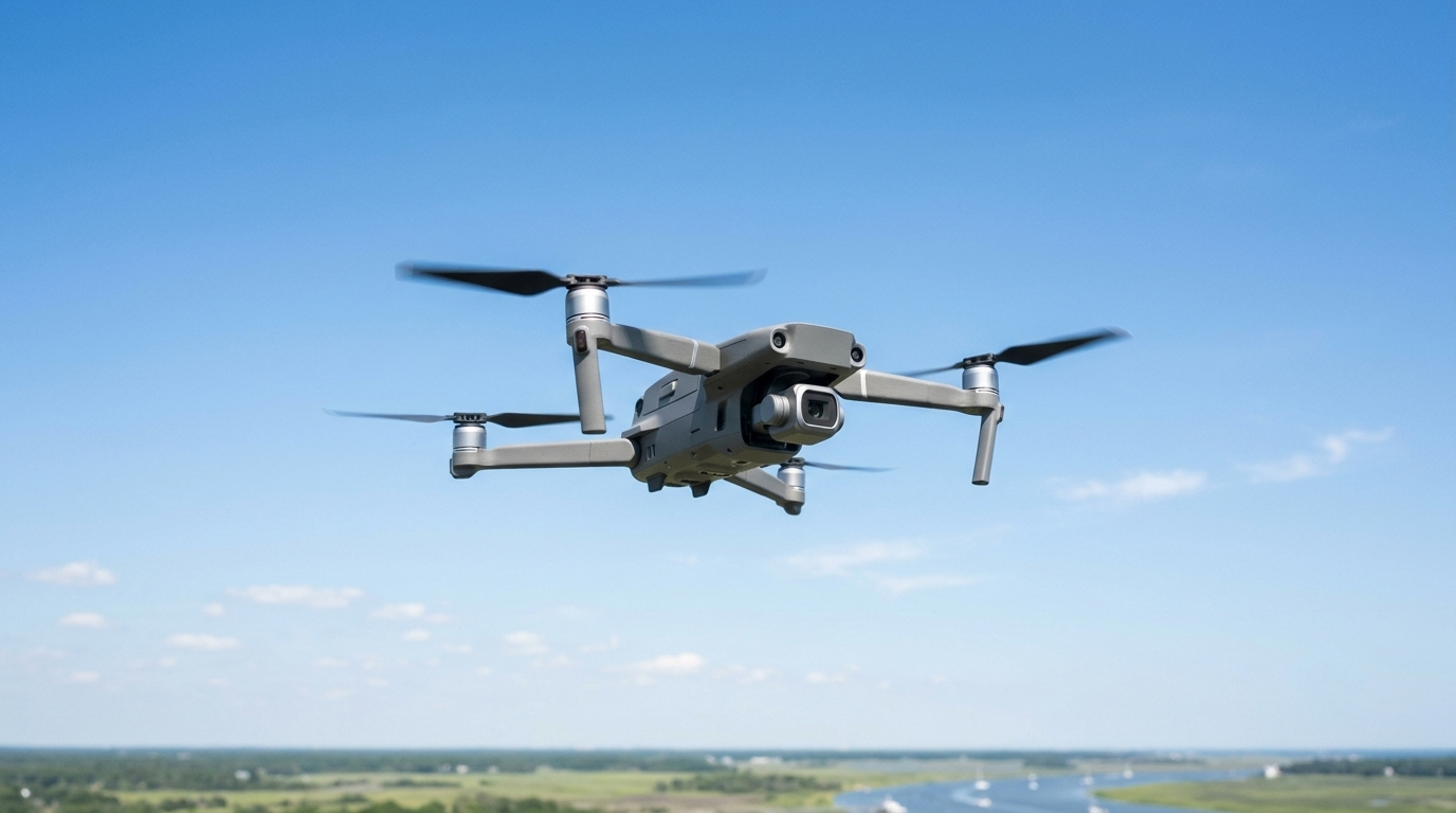 Drone in air mid-flight